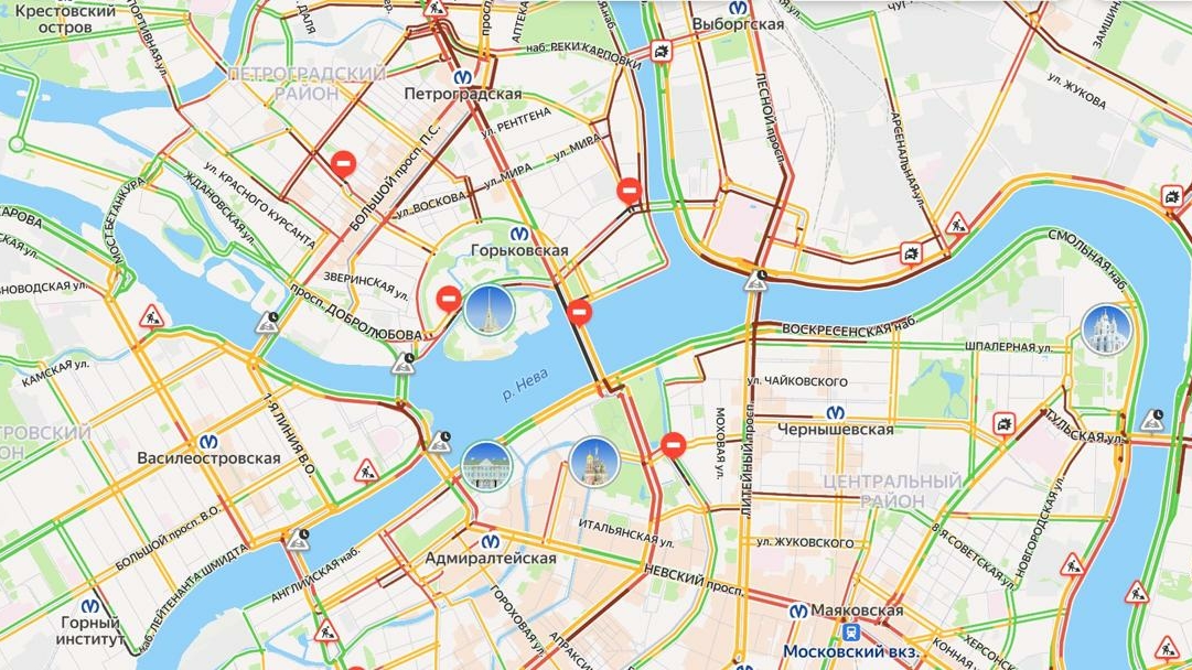 Петербург сковали внезапные 8-балльные пробки 27 июня